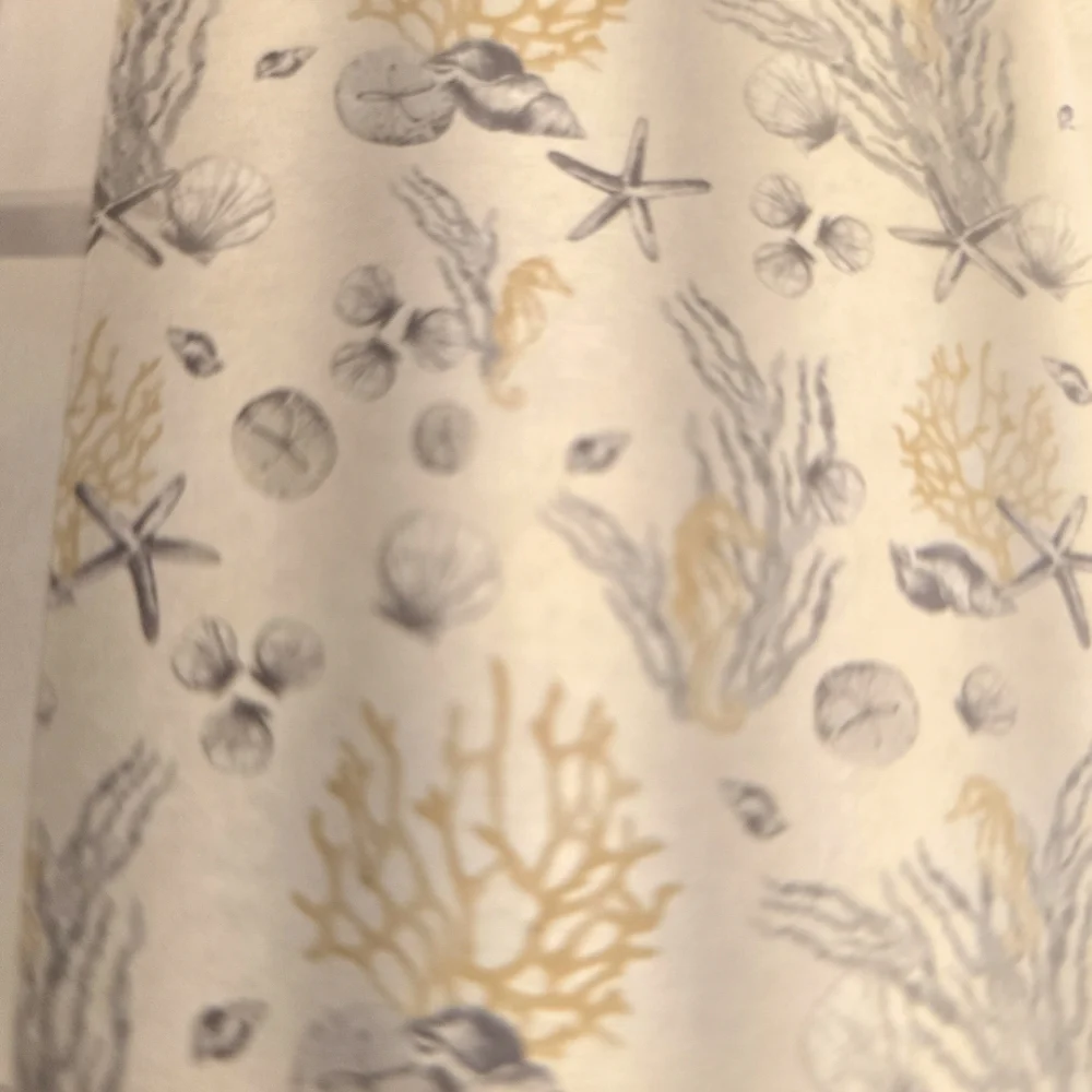 Starfish and Shells Shower Curtain - White and Black